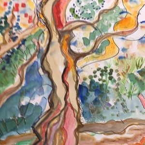 Modern scene in watercolors